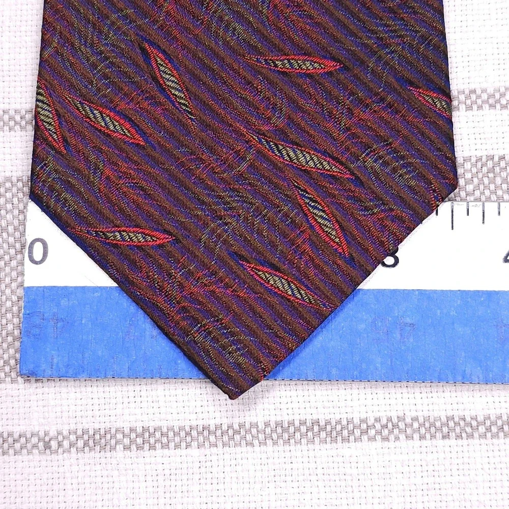 Vintage 80s Gianni Versace Silk Tie Mens Red Jacquard Abstract Pattern Designer